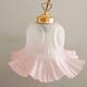 Tulip-shaped pendant light in white and pink glass