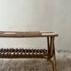 Large Audoux style coffee table in bamboo, rattan & ceramic, France 60