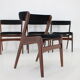 1960s Danish Teak Dining Chairs in Black Velvet