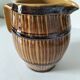 Large vintage pitcher with trompe l'oeil effect, barrel in glazed stoneware, 1950s