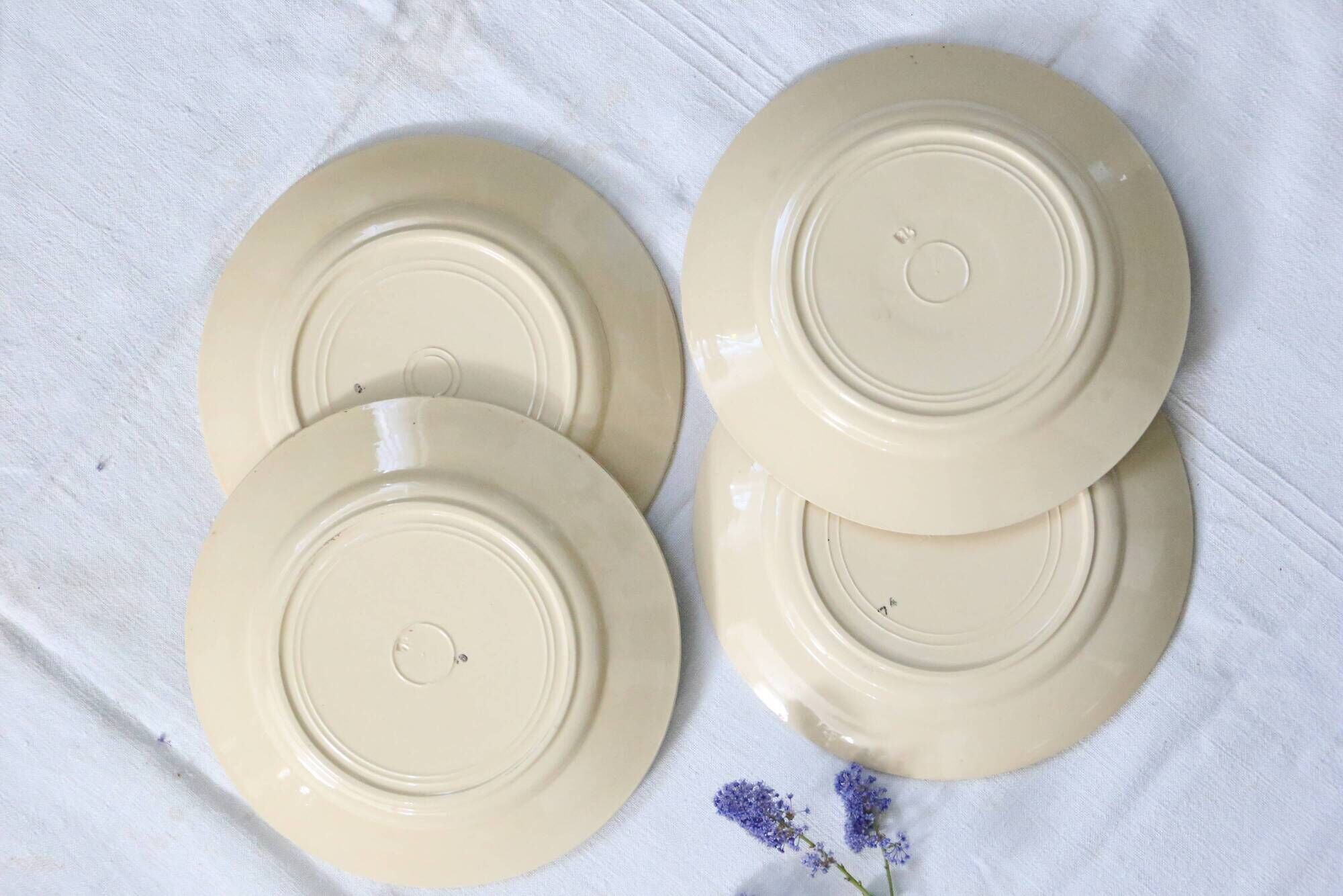 Set of 4 flat plates Badonviller, vintage French