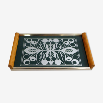 Art deco green & silver tray
