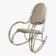 1960s rocking chair in brass and ecru imitation leather