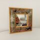 Vintage wooden mirror with floral pattern from the 80s 20*20 cm