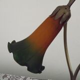 Vintage Bronze Effect Metal Lily Pad Double Light Table Lamp Tulip Shades