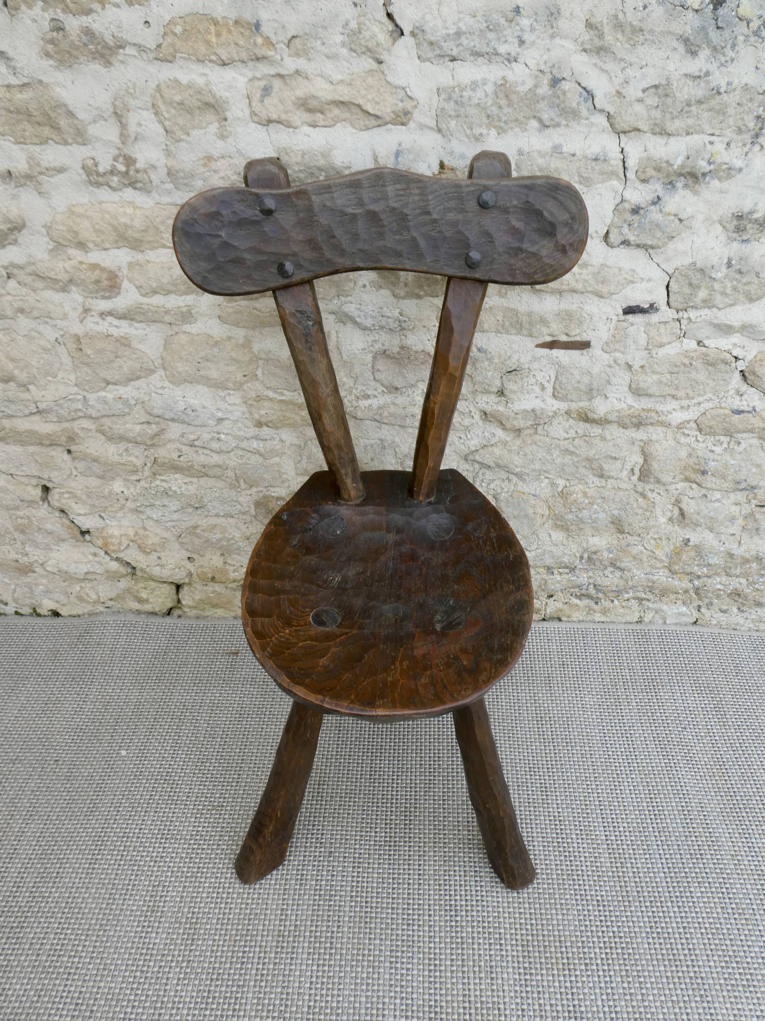 Brutalist chair, solid wood, carved, circa 1950