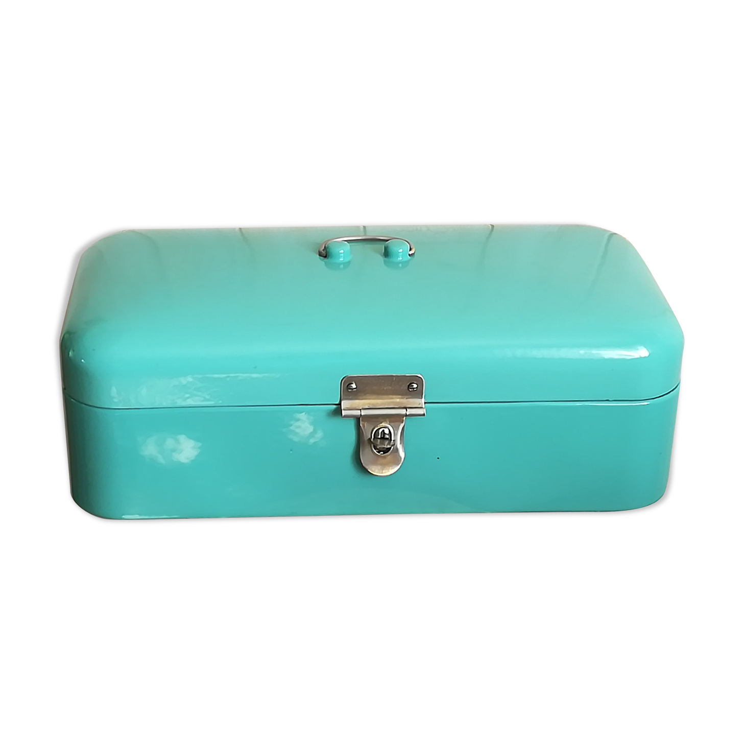 Minth blue enamelled metal box