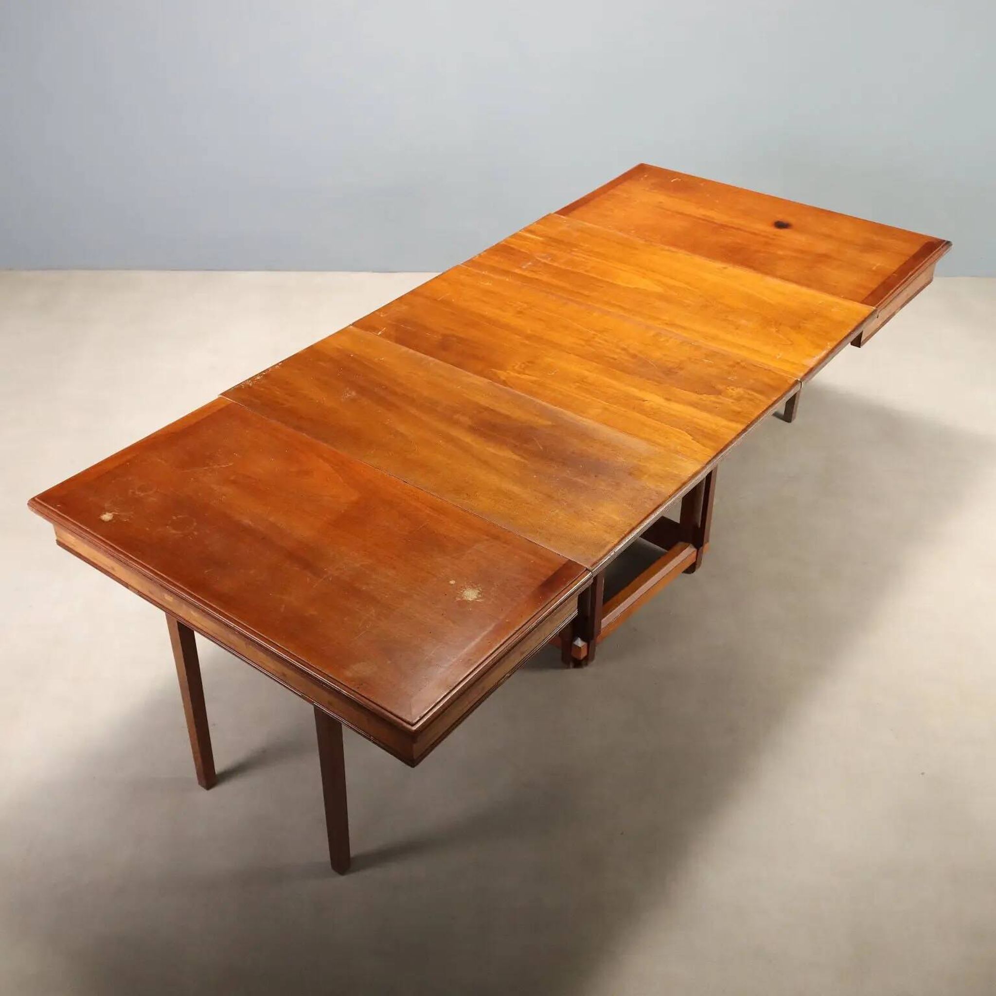 Antique Art Nouveau table in mahogany and glass, Italy, 20th century.