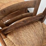 4 old rustic straw chairs