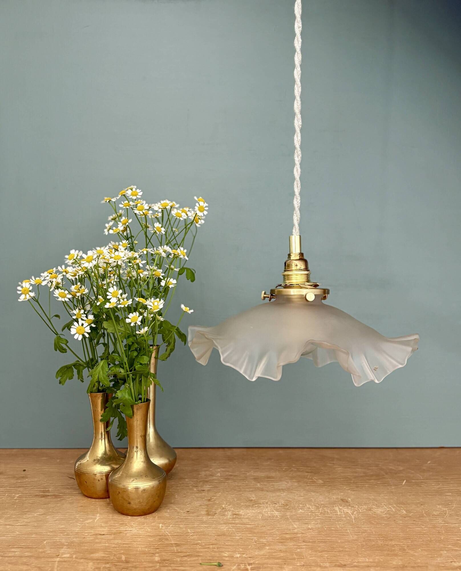 Suspension vintage lampshade in frosted glass (DEP01)