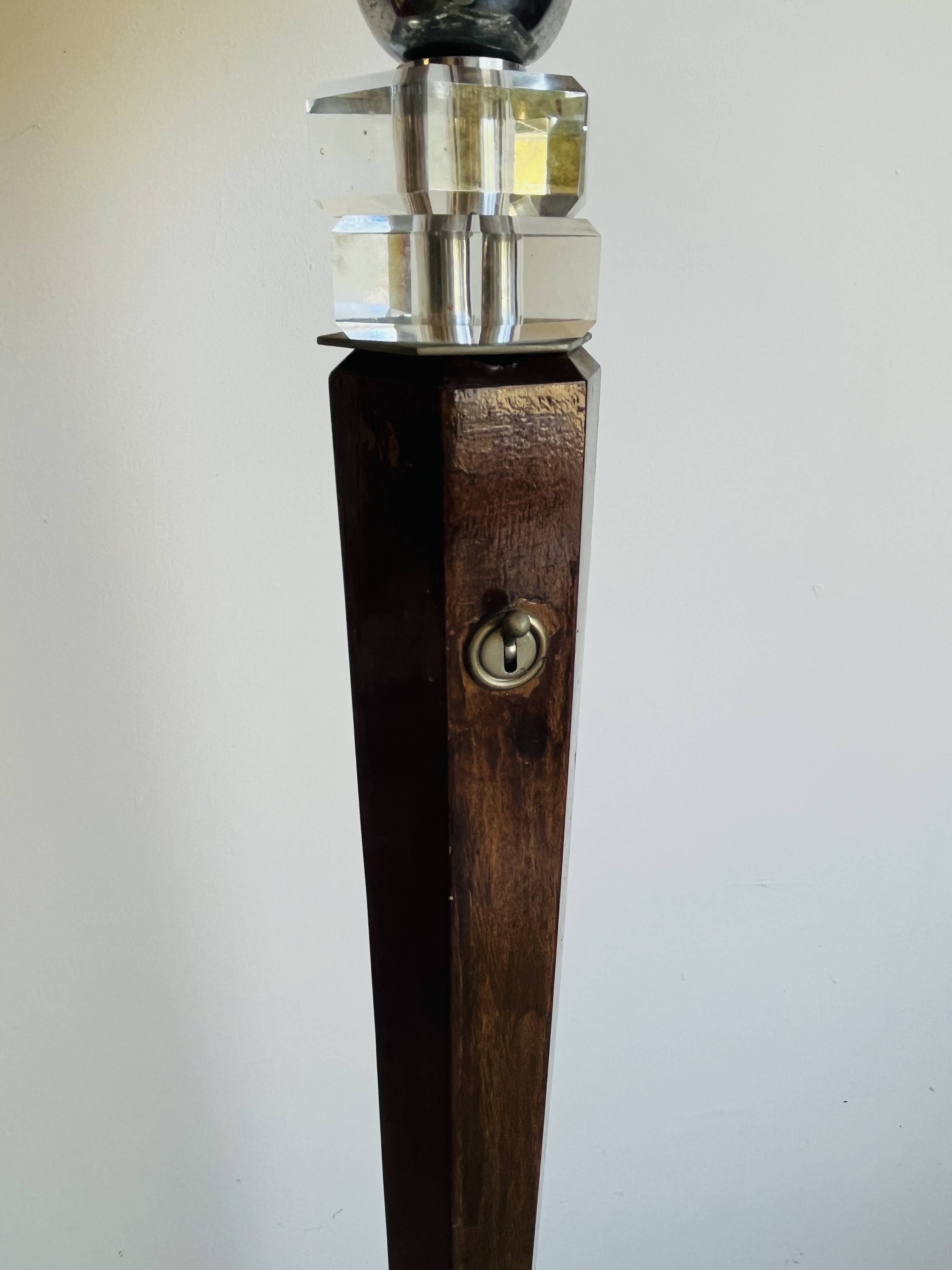 Art Deco floor lamp in wood and chromed metal – 1930s