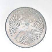 Large fruit bowl on foot in glass with diamond points, vintage 1970s