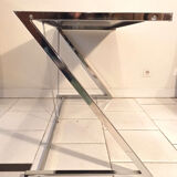 Seventies desk tinted glass top and chrome base