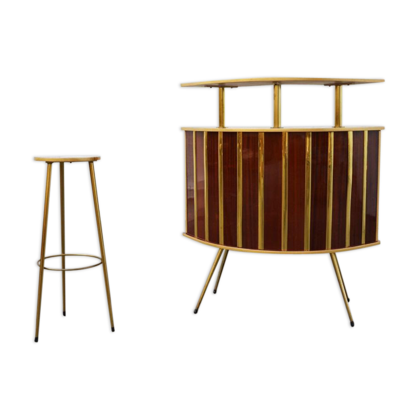 Retro bar gold and Brown and his stool