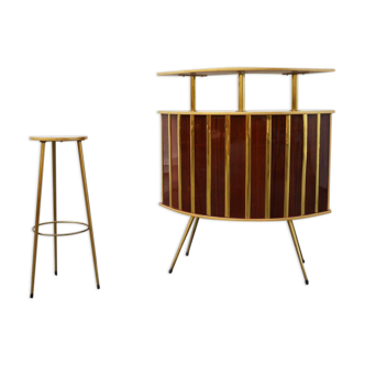 Retro bar gold and Brown and his stool