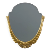 Miroir en bois doré sculpté Art Déco ovale, France vers 1920