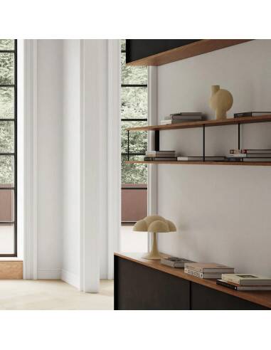 Sand-colored table lamp, ceramic, contemporary work.