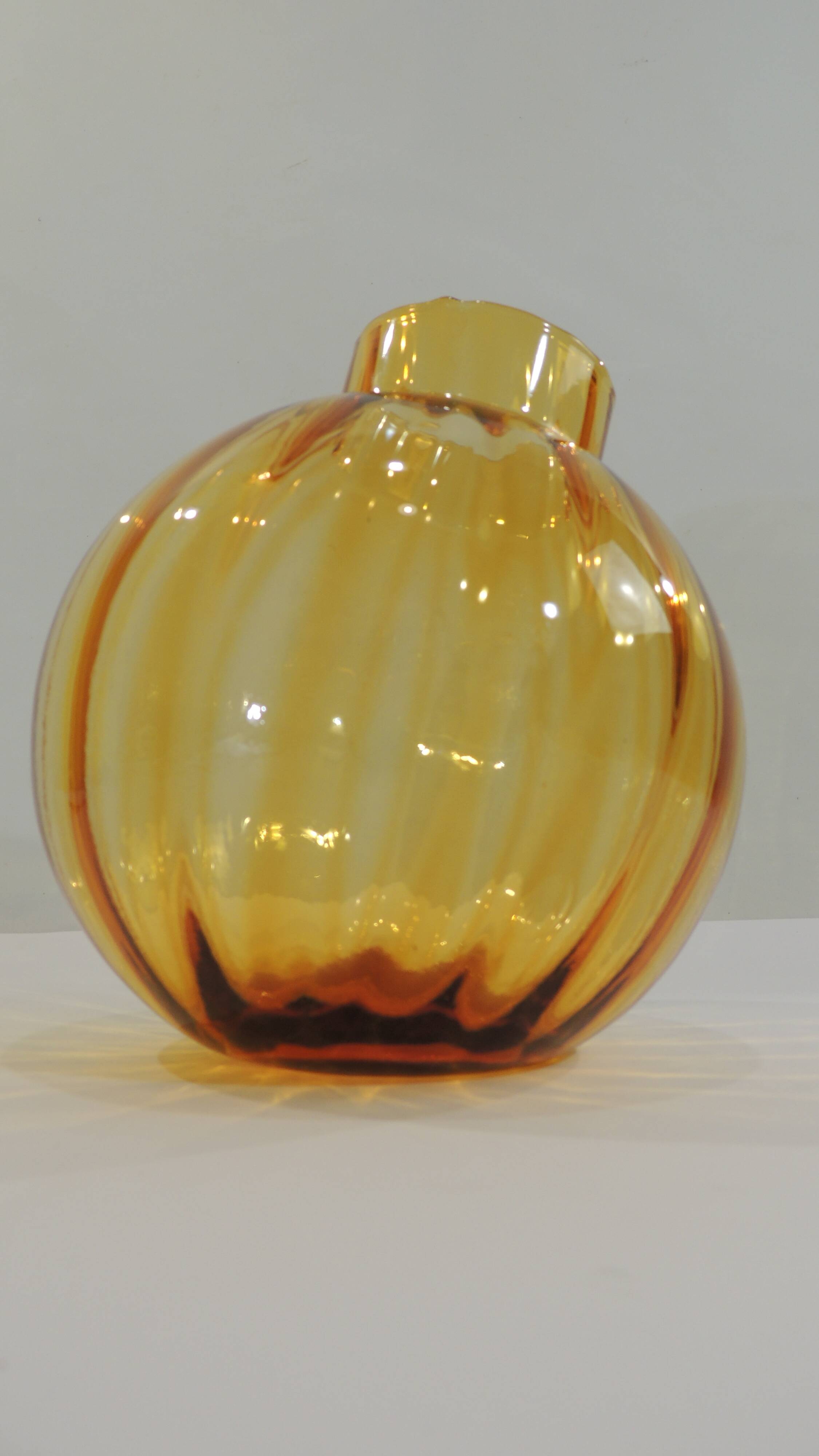 Slanted/Vintage Amber Glass Vase