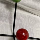 Wall-mounted coat rack ball and black metal vintage 1950s style Roger Féraud