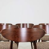 Scandinavian dining chairs in mocha brown, set of 6.