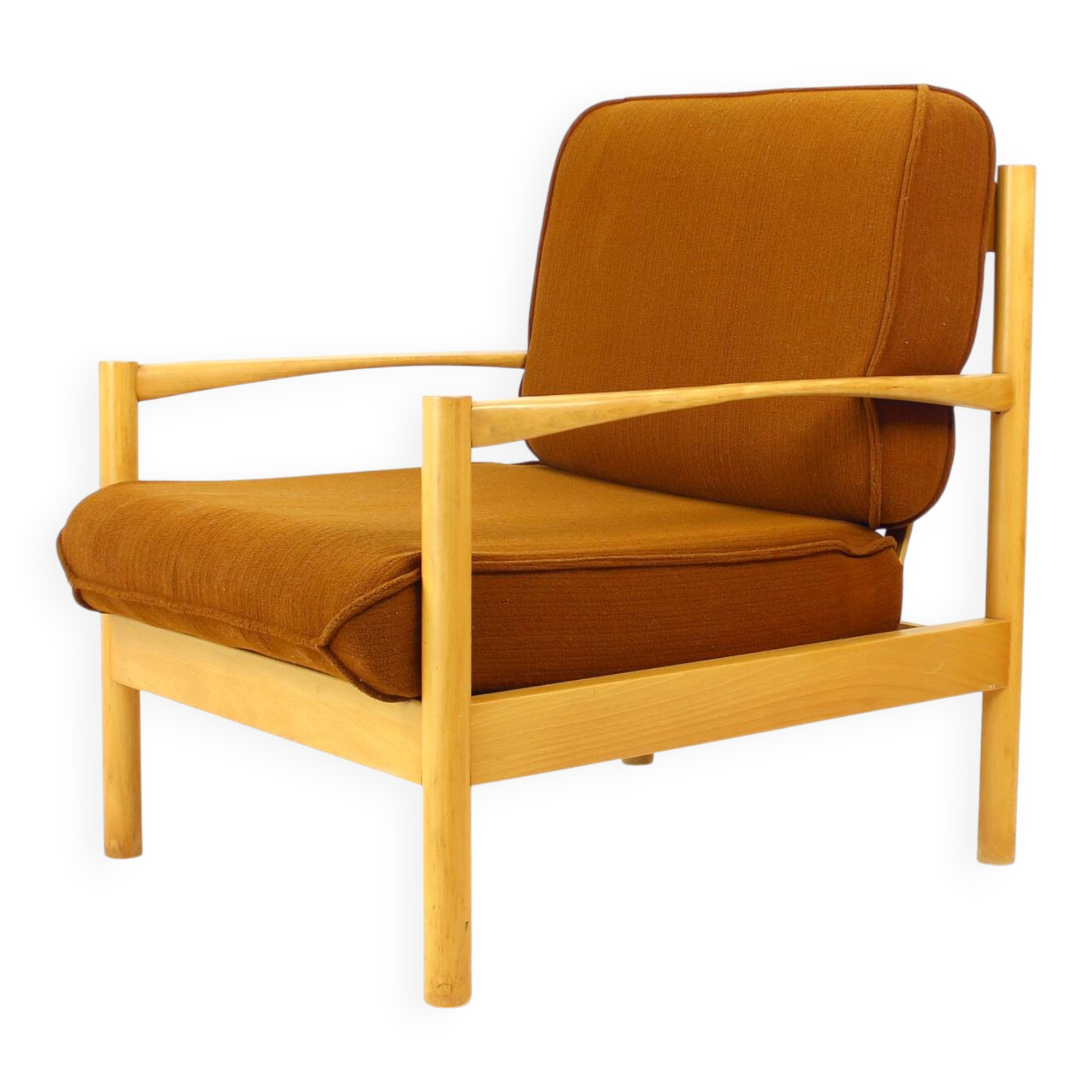 Elegant Lounge Chair In Oak, Czechoslovakia 1960s, 4 Available