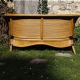 Raush bamboo rattan bench armchairs from the 70s and 80s
