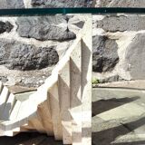 Table basse en verre et travertin