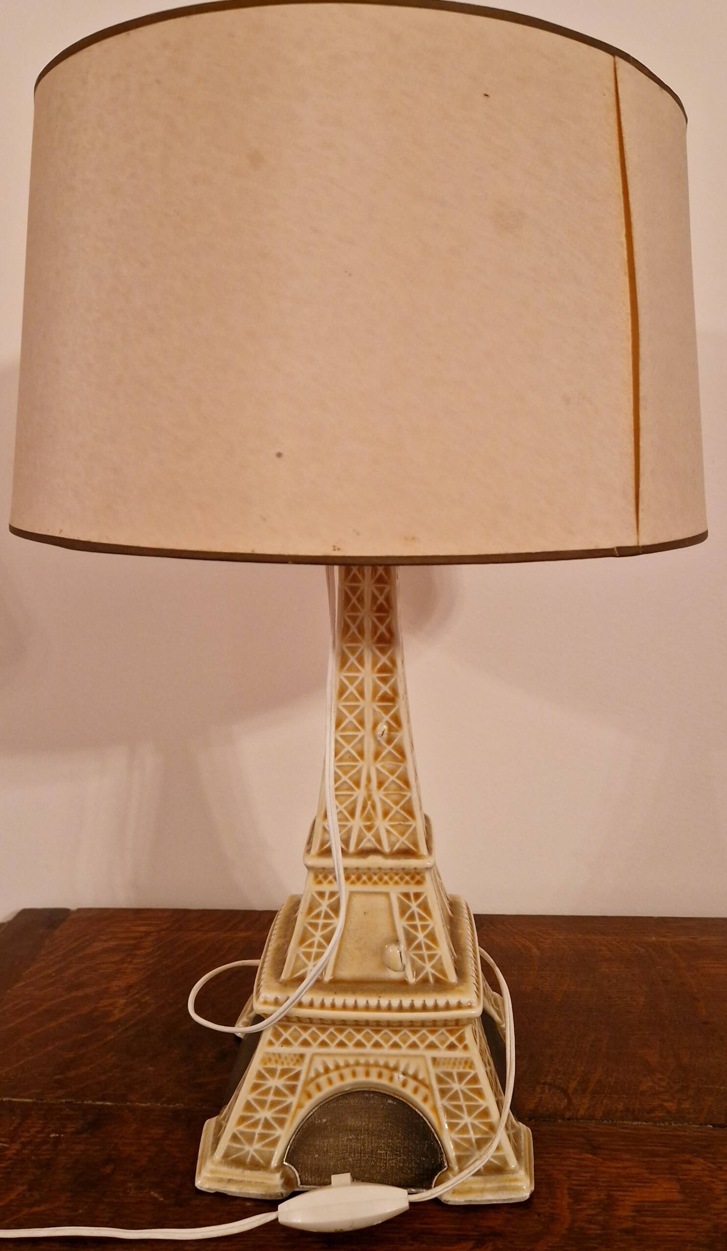 Vintage advertising lamp Garnier – Eiffel Tower in ceramic – Paris