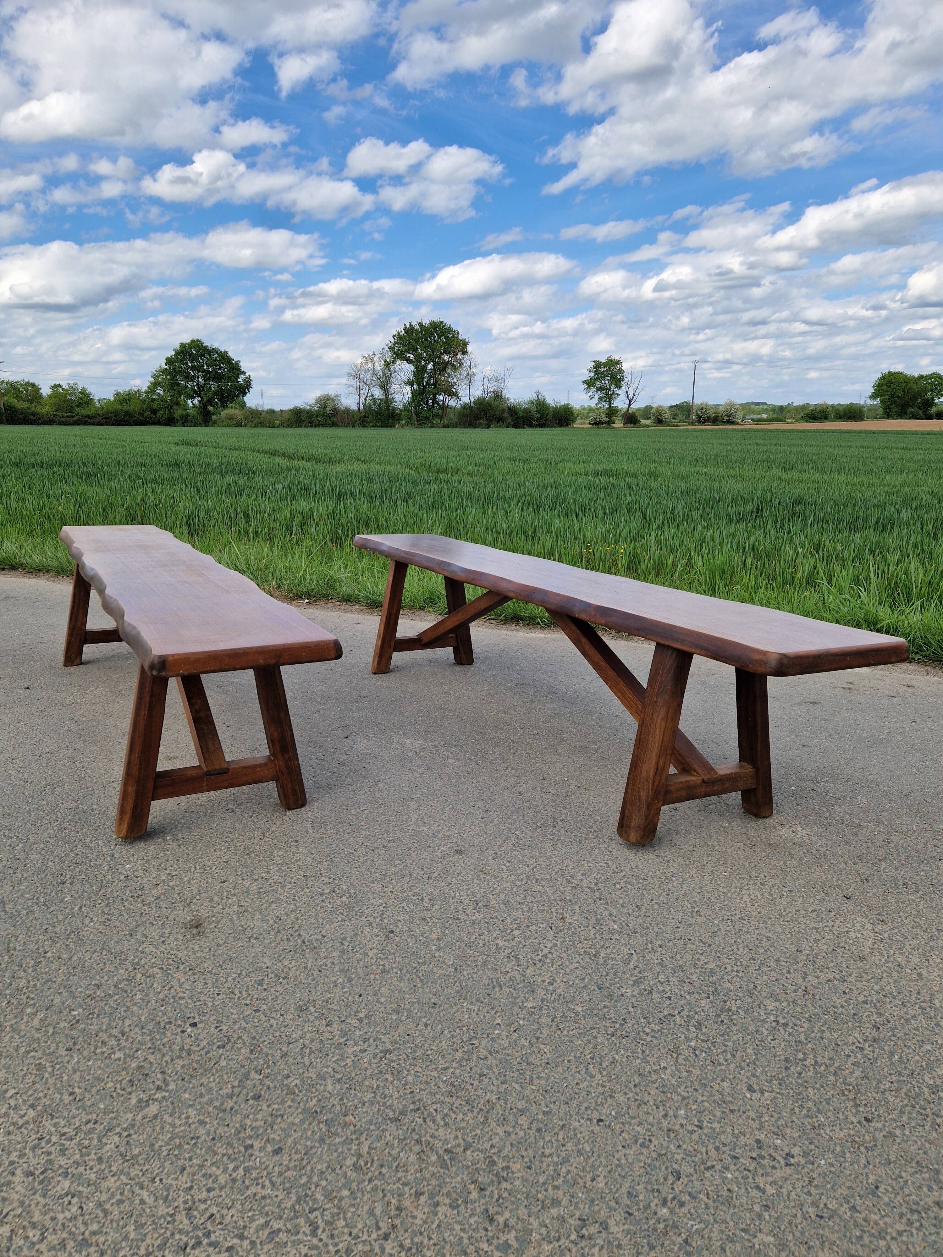 Lot de 2 bancs en orme massif par Aranjou