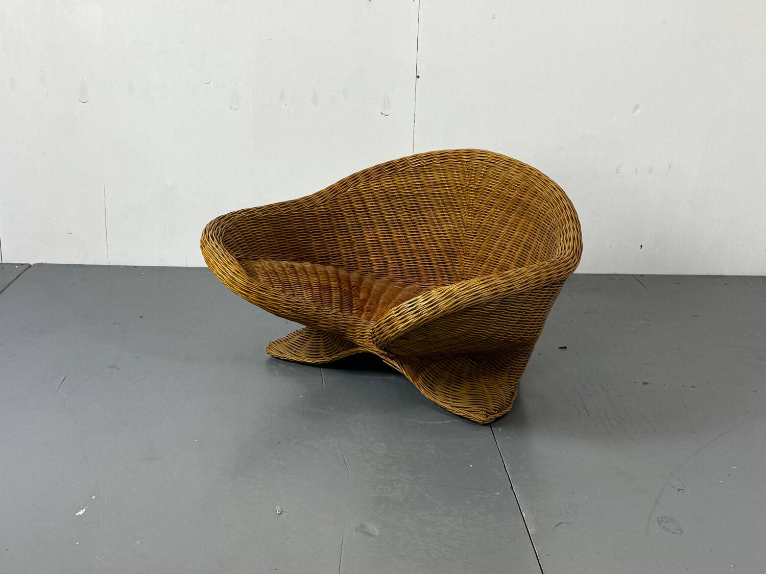 Vintage Shaped Wicker and bamboo Meditation Lotus Chair, 1970s