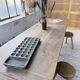 Solid oak farmhouse table with integrated extensions 1950