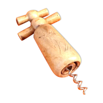 Double helix wood corkscrew, sculpture of an edelweiss