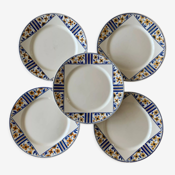 Set of 5 plates in Badonviller earthenware