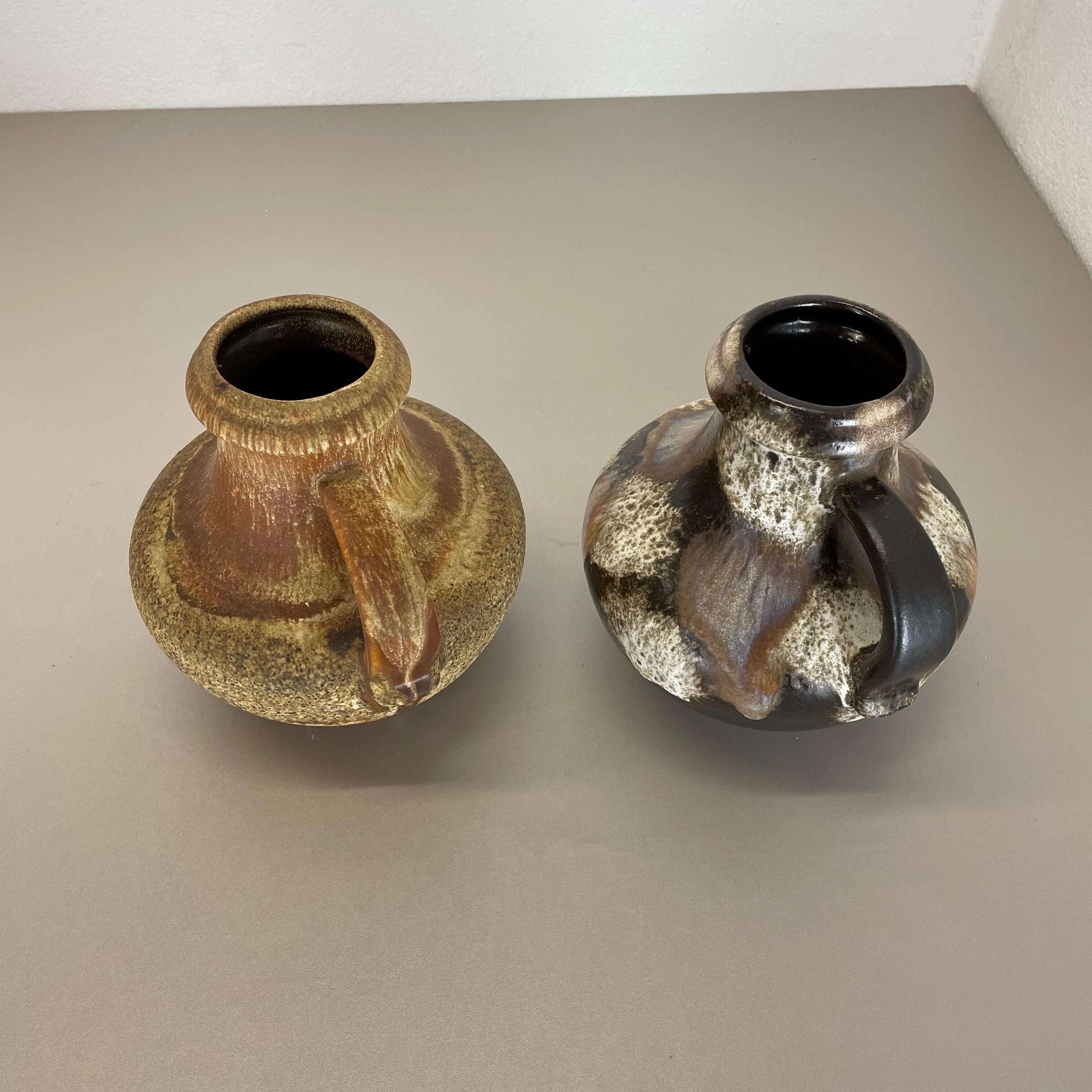 Set of Two Pottery Fat Lava Vases "Multi-Color" by Scheurich, Germany, 1970s