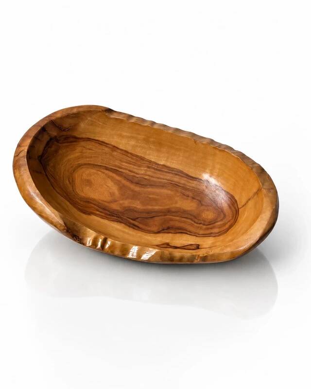 Handcrafted solid olive wood bowl 20 cm – Organic freeform shape