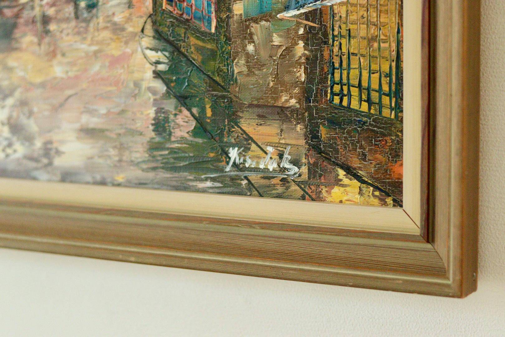 Original Swedish oil on canvas from the mid-century "French Street Scene" Vintage &