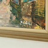 Original Swedish oil on canvas from the mid-century "French Street Scene" Vintage &