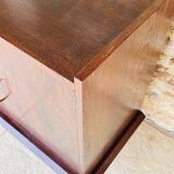 Large vintage chest of drawers with four drawers and one door in oak, circa 1960s