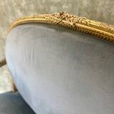 Banquette en bois doré sculpté et mouluré de style Louis XVI Époque XIX eme siècle