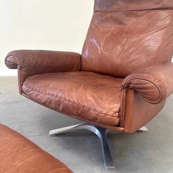 Vintage De Sede DS31 lounge chair with ottoman, 1970s