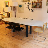 Large marble dining table, 1980s
