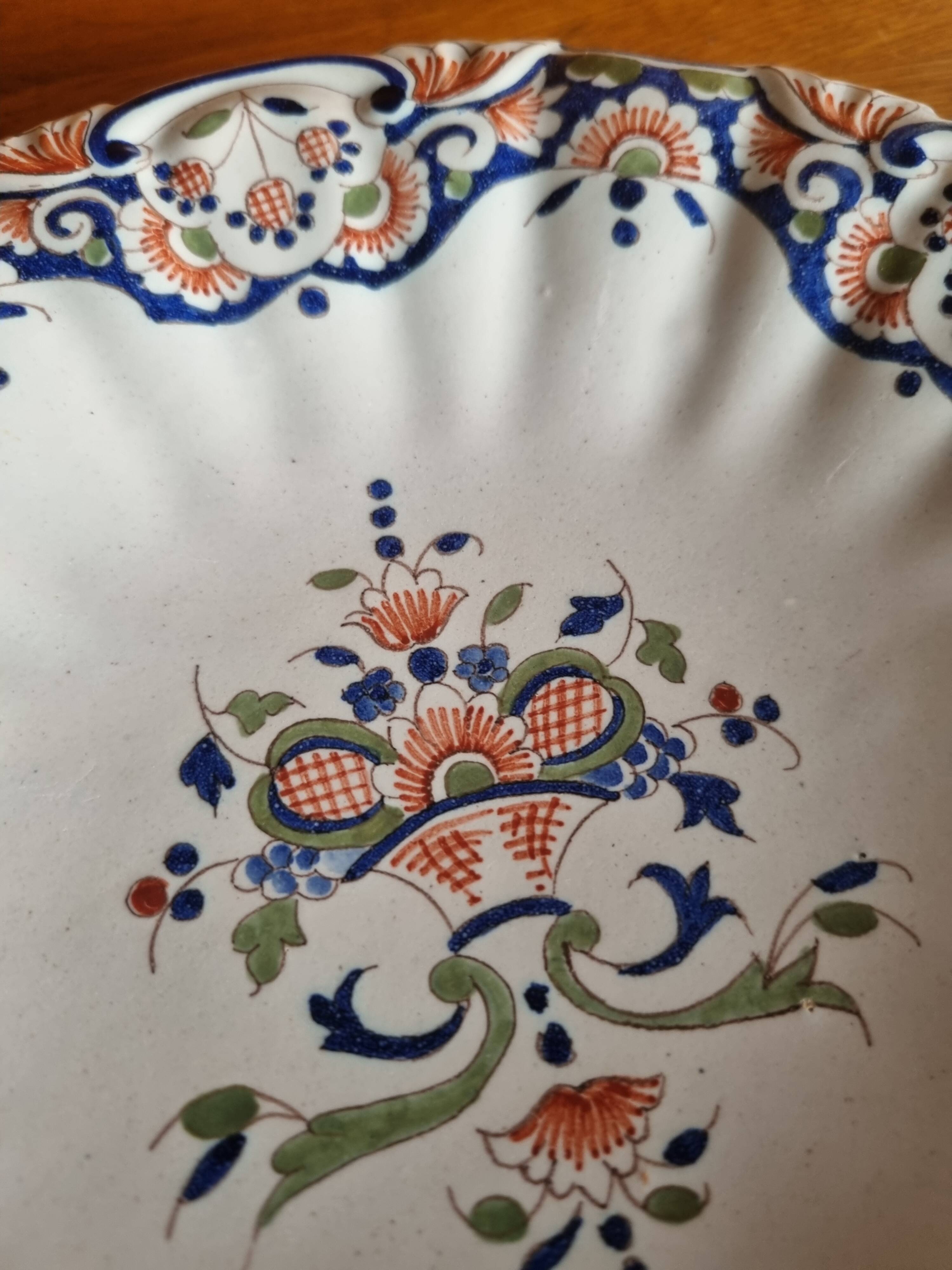 Antique Lisieux earthenware plate with Old Rouen decor