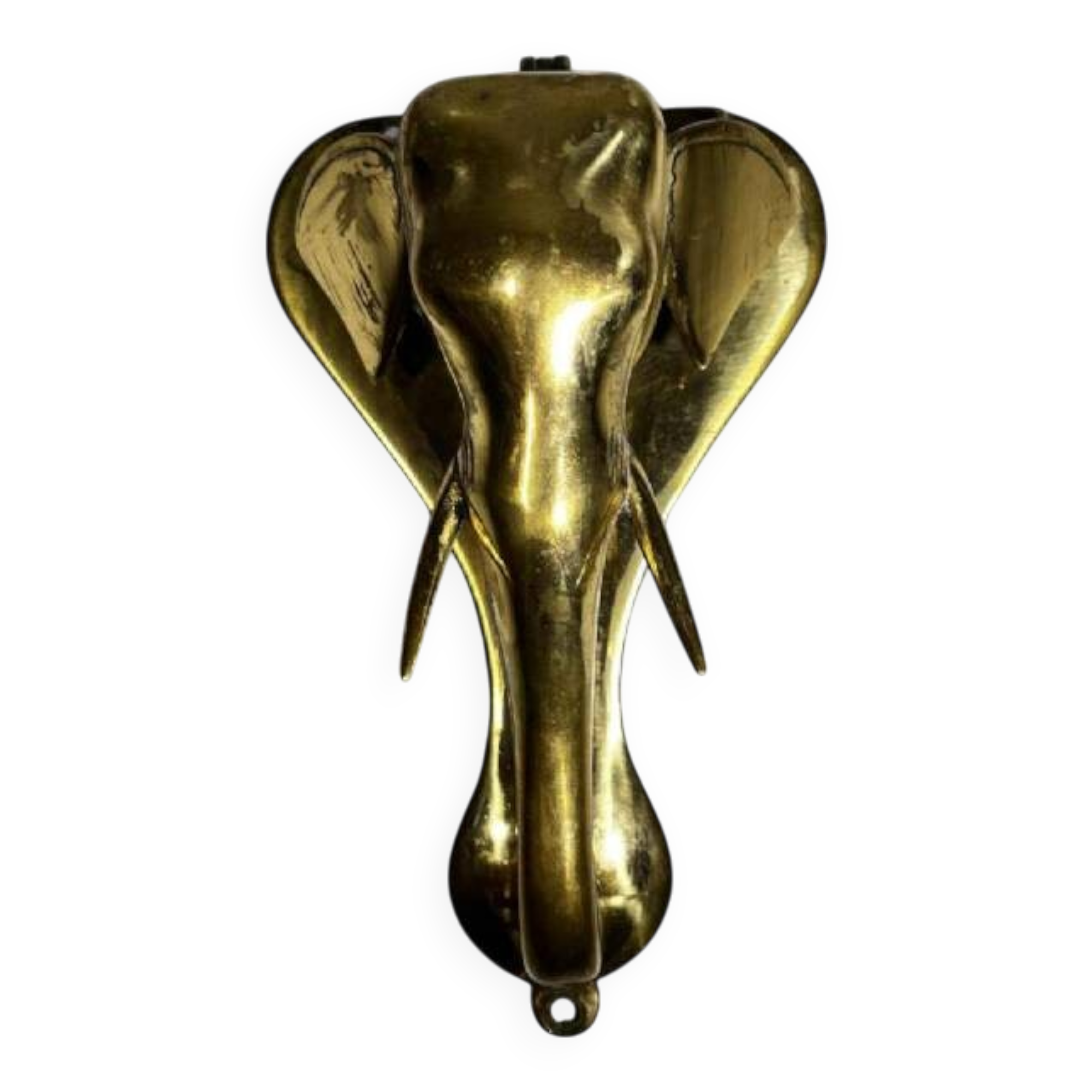 Door knocker / wall paperweight, bronze elephant sculpture