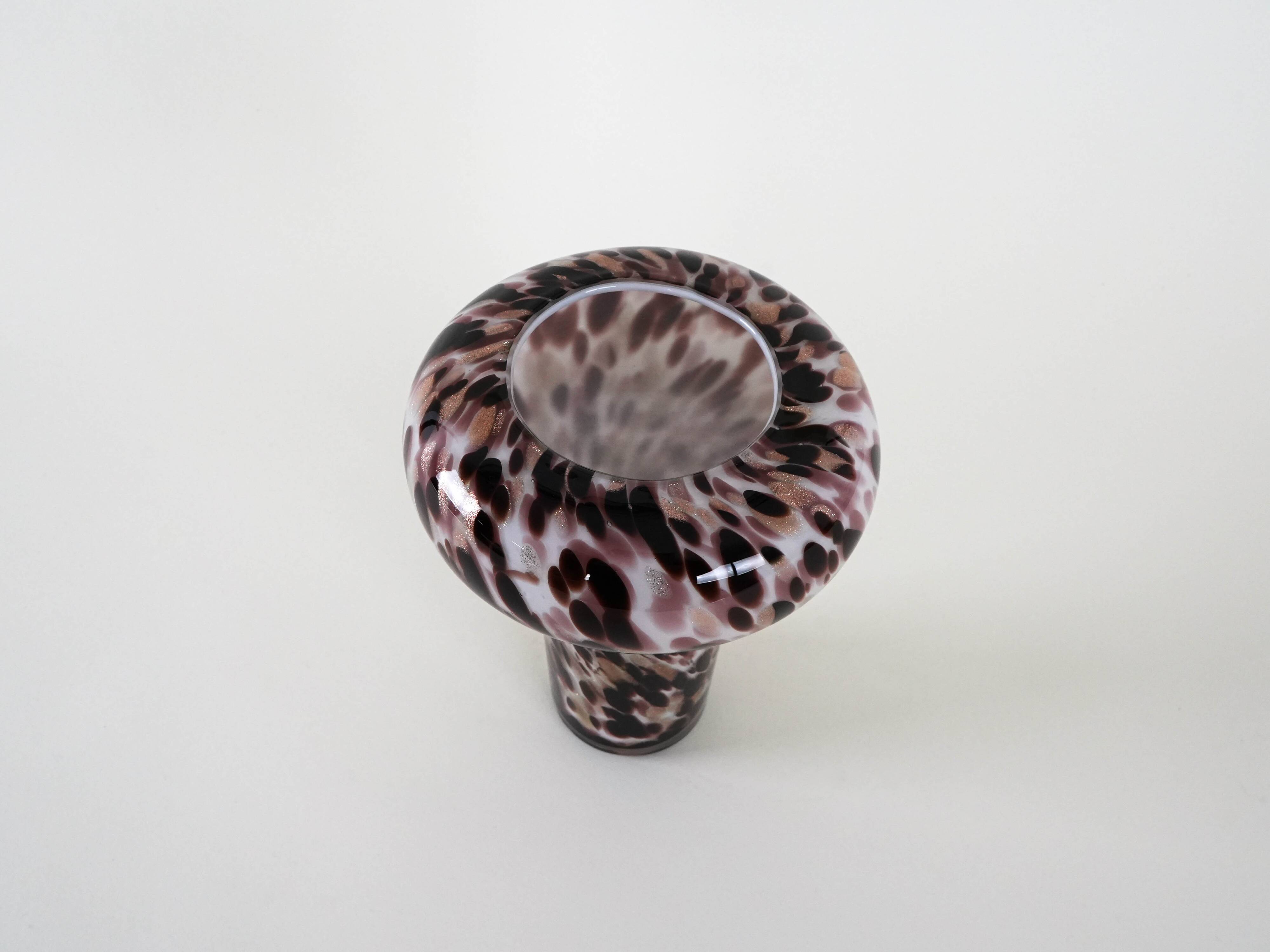 Glass leopard print vase, Italian design, 1970s, made in Italy