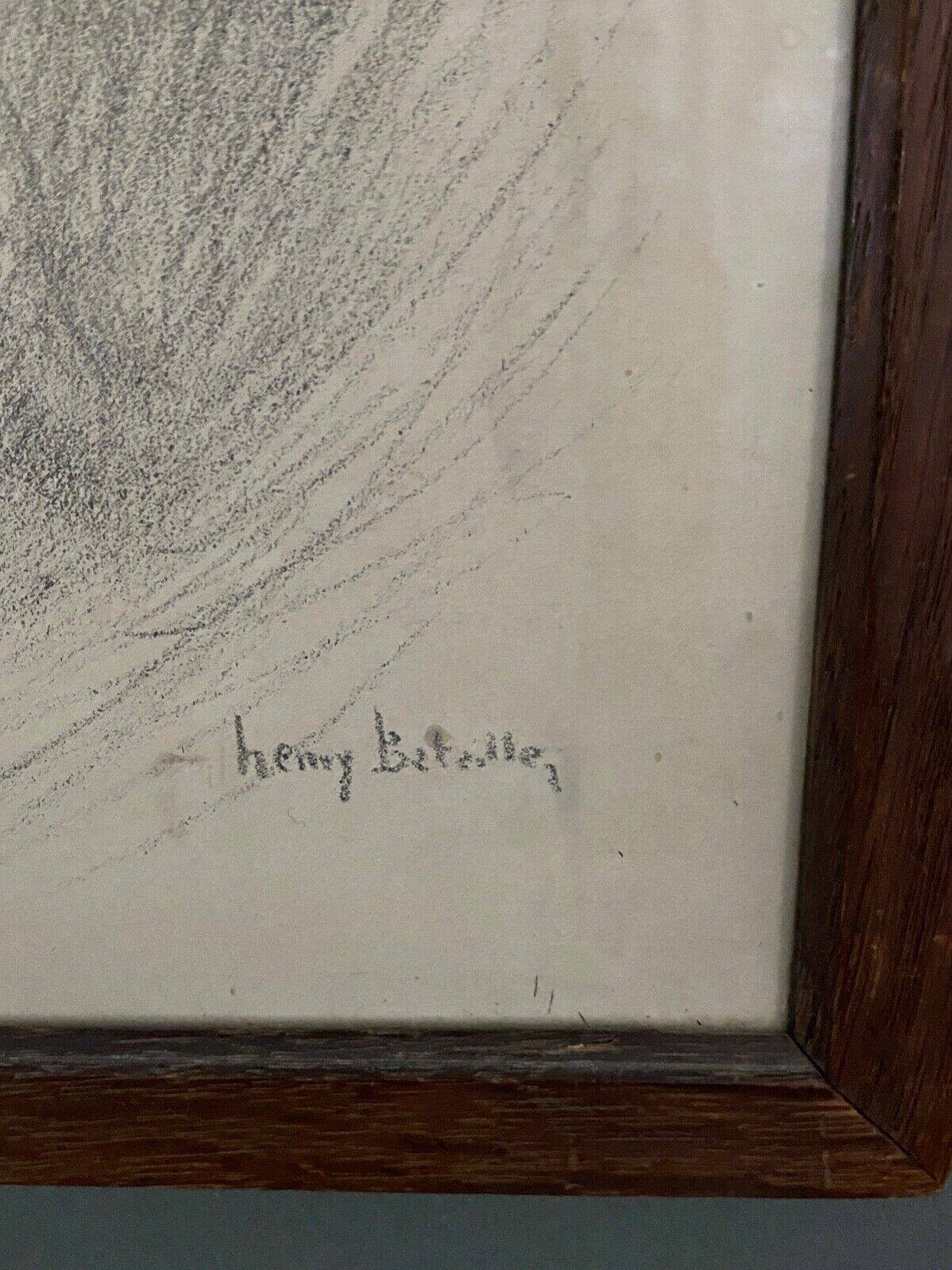 Charcoal drawing by Henry Bataille XXth couple of dancers