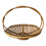 Rattan fruit basket with handle, 1970s