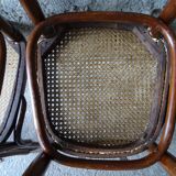 Fake pair of Kohn and Turpe tanned bistro chairs, circa 1900,