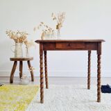 Turned wood side table - and its drawer
