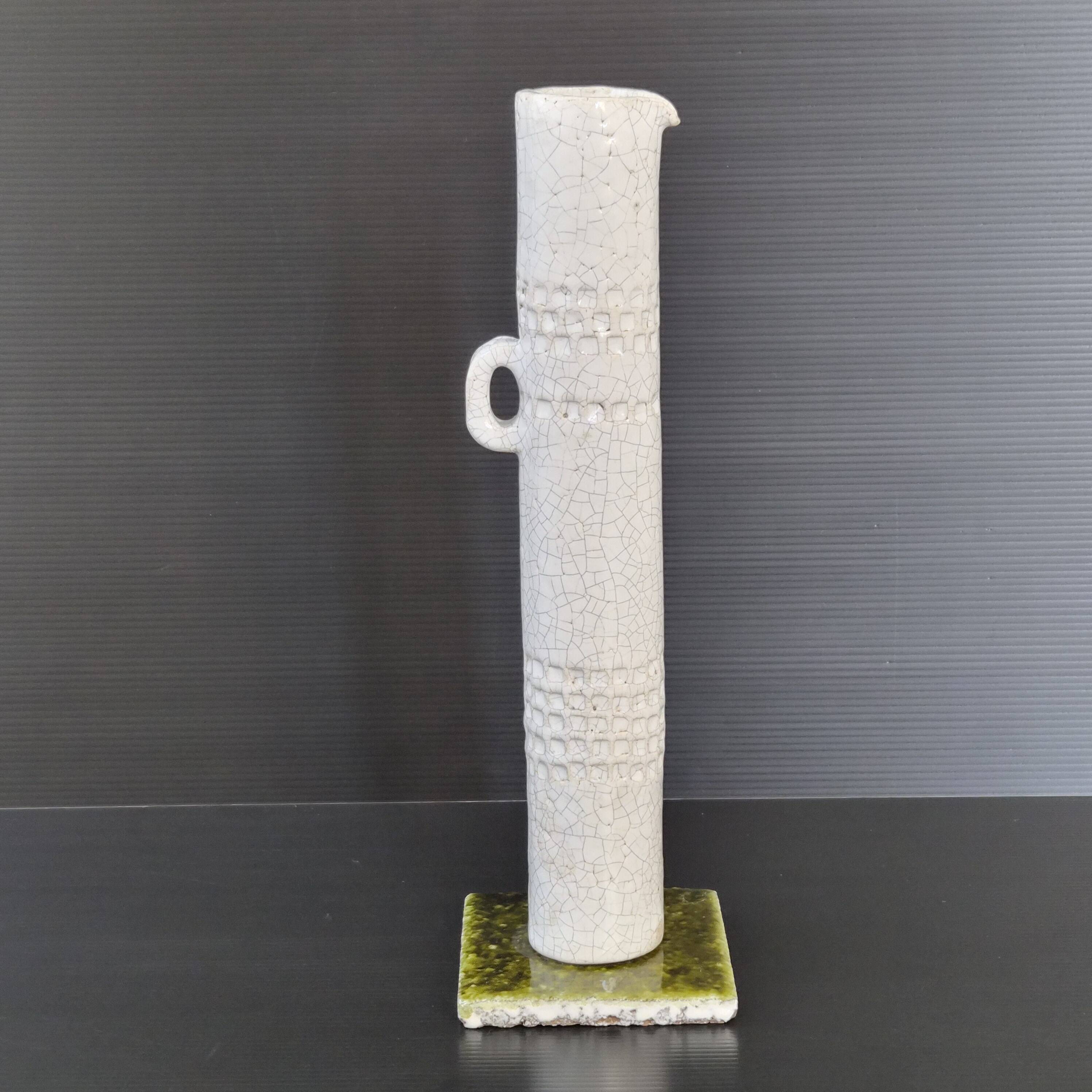 Vintage cracked ceramic vase 1960