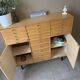 Vintage 20-drawer craft cabinet, 1960s in raw wood